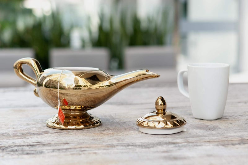 Aladdin Disney's Aladdin Golden Genie Lamp Ceramic 32 Ounce Teapot Beautiful Magical Tea Brewing Kettle Whimsical Polished Hot Beverage Serving Crock With Lid - Image 5